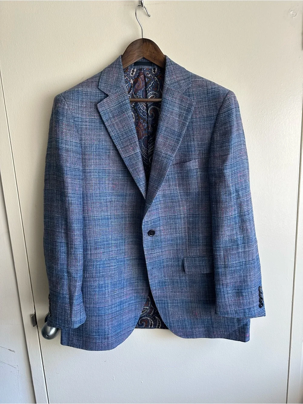 Bespoke Scabal Saville Row Silk Blue Linen Blend Blazer Made in Germany EU52